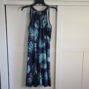 Tropical Leaf Print Midi Dress